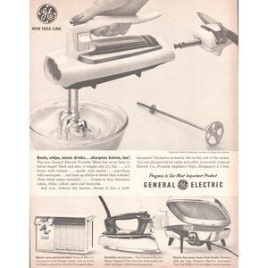 1960 GE General Electric New Idea Line Kitchen Appliances Vintage Print Ad Art
